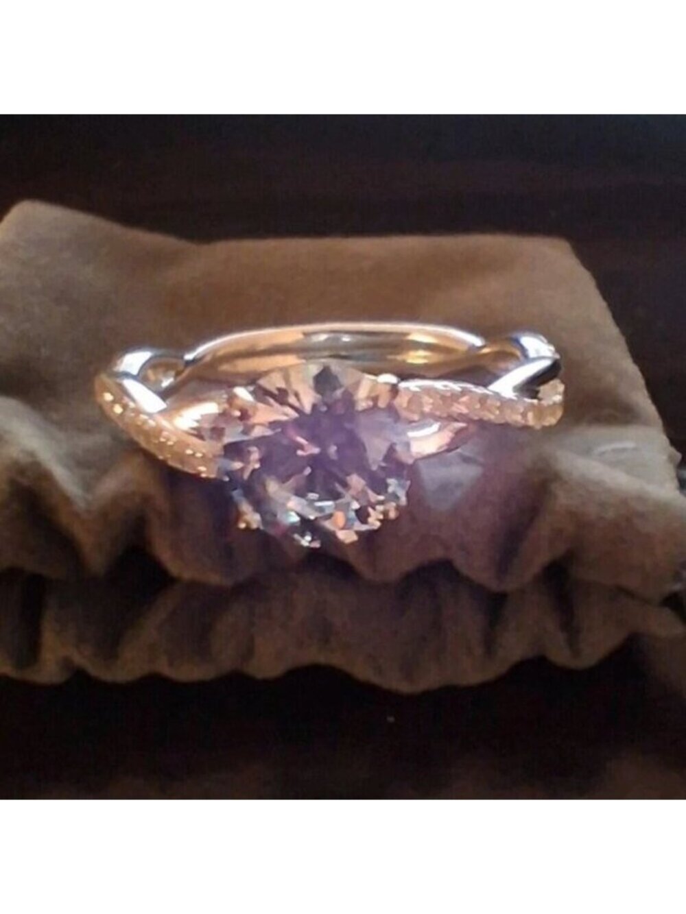 Womens Sterling Silver CZ Twist Engagement Rring Size 10 New 925 Bling - Picture 4 of 5